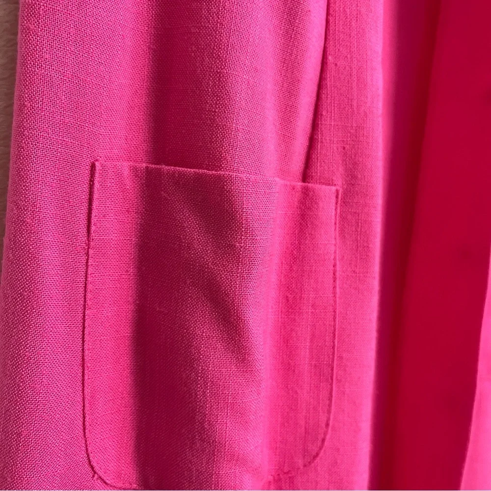 Vintage Habits Lagenlook Sleeveless Button-Front Pink Fuchsia Shirt Dress S-8P - Picture 7 of 7